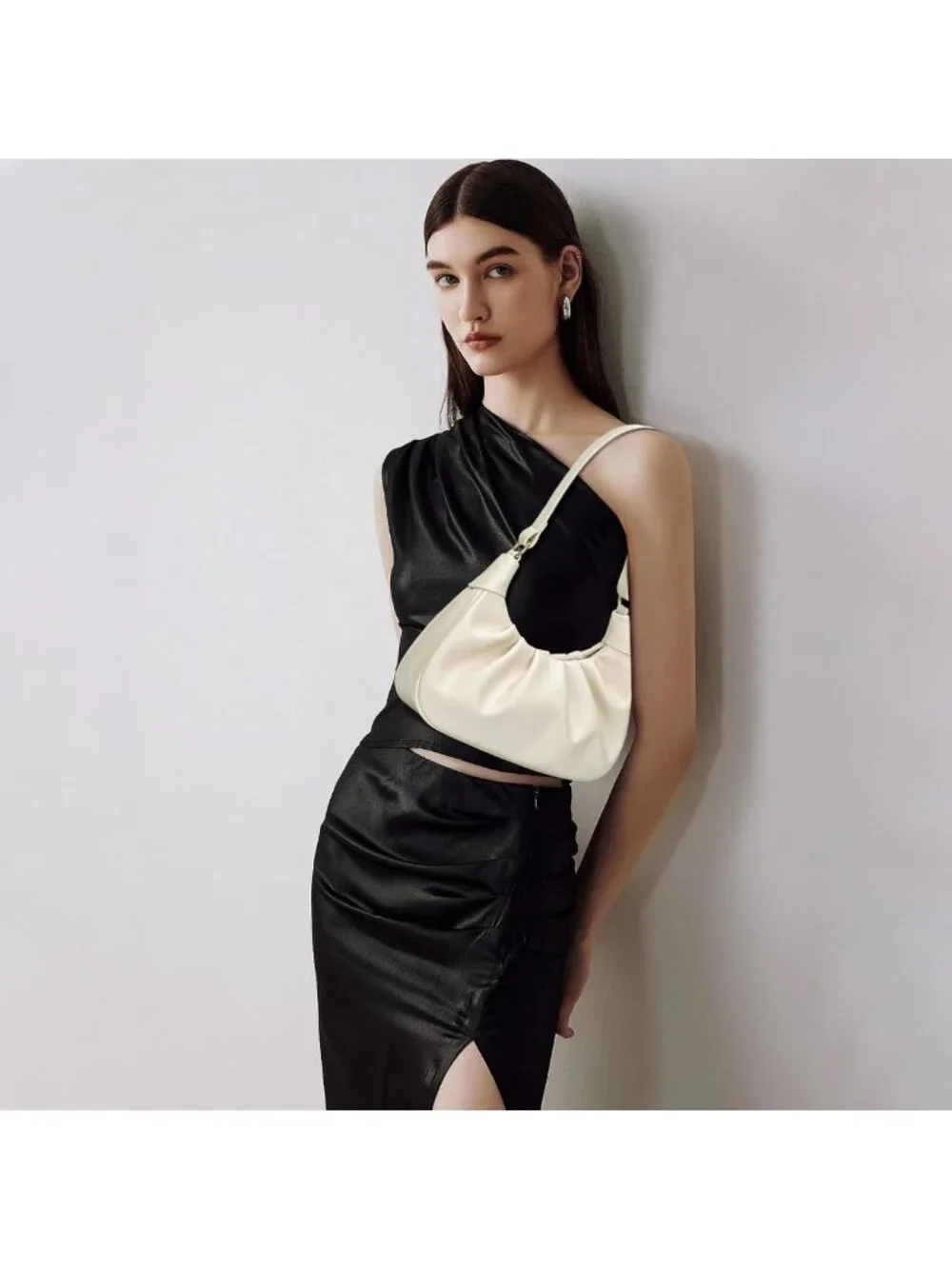 Chic Mini Hobo Shoulder Bag - Ruched Underarm Purse for Women, Stylish Crescent